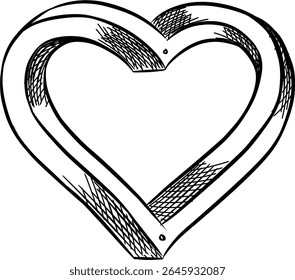 Heart 3d vector sketch line art hand drawn illustration 