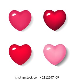 The heart is 3d volumetric. A set for postcards, banners, Valentine's Day greetings. Realistic figures. Love