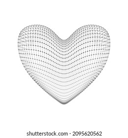 Heart 3D Wireframe. Cardiology Technology Vector Illustration. Valentine's Day Love Symbol.