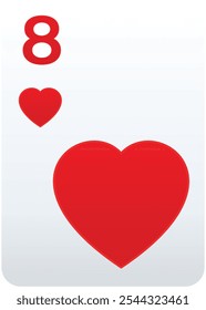 Heart 8 Card for poker, casino game and for blackjack