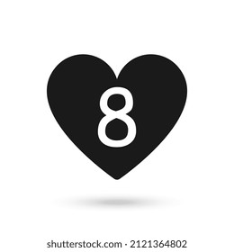 Heart with 8 March. International womens day.