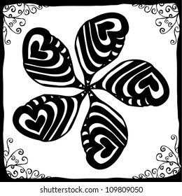 heart abstract background with beautiful black frame