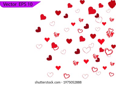 Heart  abstract background. Beautiful Confetti Hearts Falling on Background. Invitation Template Background Design, Greeting Card, Poster. Transparent background. 