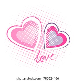Heart abstract background graphic style color grunge burst vector love valentines day idea design