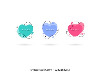 Heart abstract banner collections. Organic or fluid shapes with different soft colors. Usable for web, social media, print, banner, backdrop, background template. Valentines day celebration.