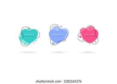 Heart abstract banner collections. Organic or fluid shapes with different soft colors. Usable for web, social media, print, banner, backdrop, background template. Valentines day celebration.