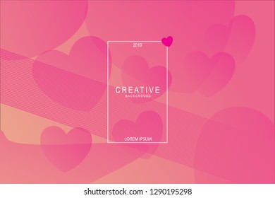 Heart abstract banner isolated pink in colors, with space for text. Usable for web, landing page, social media, print, banner, backdrop, background template. Valentines day celebration