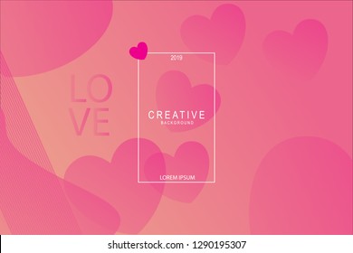 Heart abstract banner isolated pink in colors, with space for text. Usable for web, landing page, social media, print, banner, backdrop, background template. Valentines day celebration