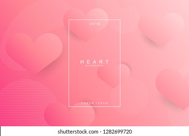Heart abstract banner pink colors, with space for text. Usable for web, landing page, social media, print, banner, backdrop, background template. Valentines day celebration.