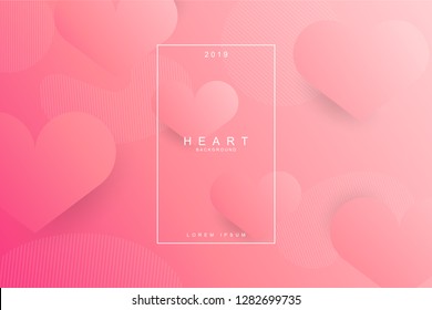 Heart abstract banner pink colors, with space for text. Usable for web, landing page, social media, print, banner, backdrop, background template. Valentines day celebration.