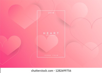 Heart abstract banner pink colors, with space for text. Usable for web, landing page, social media, print, banner, backdrop, background template. Valentines day celebration.