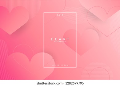 Heart abstract banner pink colors, with space for text. Usable for web, landing page, social media, print, banner, backdrop, background template. Valentines day celebration.