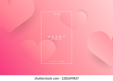 Heart abstract banner pink colors, with space for text. Usable for web, landing page, social media, print, banner, backdrop, background template. Valentines day celebration.