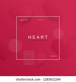 Heart abstract banner pink colors, with space for text. Usable for web, landing page, social media, print, banner, backdrop, background template. Valentines day celebration.