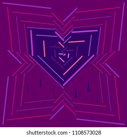 Heart in abstract geometric composition.