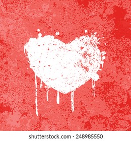 heart abstract grunge red background, vector illustration