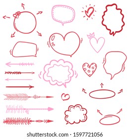Heart. Abstract hearts on white background. Hand drawn love elements. Valentine's day
