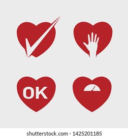 Heart abstract icon vector set