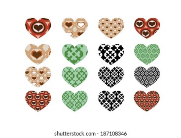 Heart abstract  icons signs and symbols set for your works