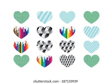 Heart abstract  icons signs and symbols set for your works
