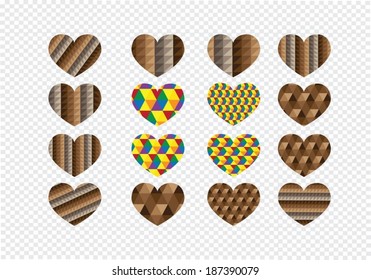 Heart abstract icons signs and symbols set  on transparent background for your works