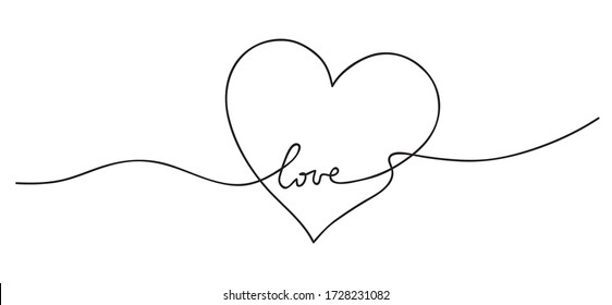 Heart  Abstract love symbol  Continuous line art drawing vector illustration 