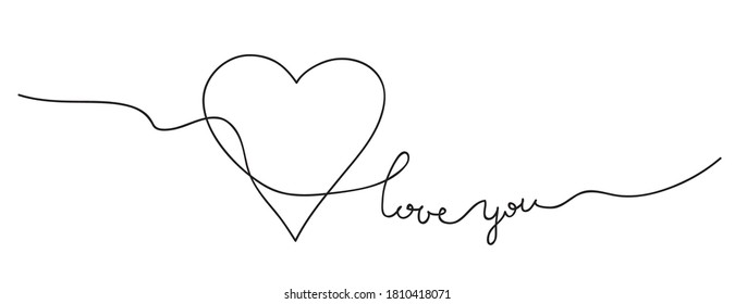 Heart. Abstract love symbol. Continuous line art drawing vector illustration.