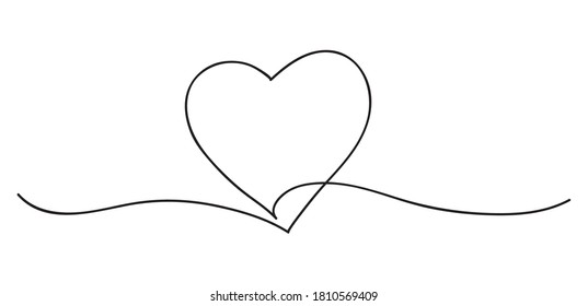 Heart. Abstract love symbol. Continuous line art drawing vector illustration.