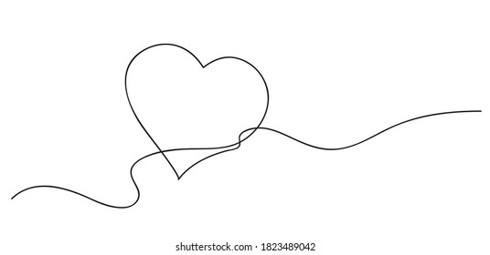 Heart. Abstract love symbol. Continuous line art drawing vector illustration.