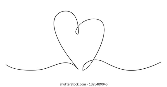 Heart. Abstract love symbol. Continuous line art drawing vector illustration.