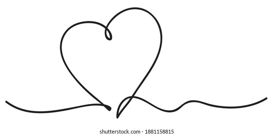 Heart. Abstract love symbol. Continuous line art drawing vector illustration.