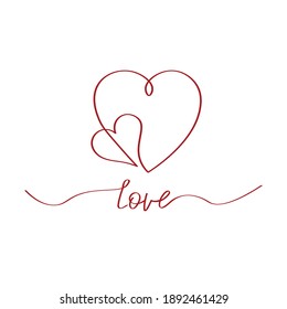 Heart. Abstract Love Symbol. Continuous Line Art Drawing Vector Illustration.