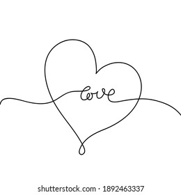 Heart. Abstract love symbol. Continuous line art drawing vector illustration.