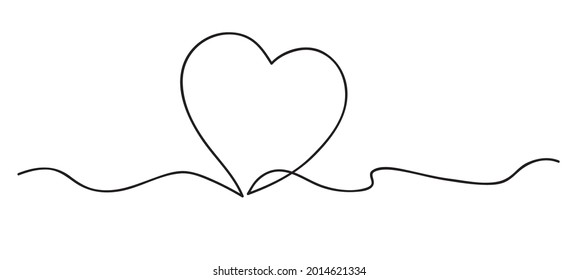 Heart. Abstract love symbol. Continuous line art drawing vector illustration.