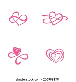 Heart. Abstract love symbol. Continuous line art drawing vector illustration. Red heart