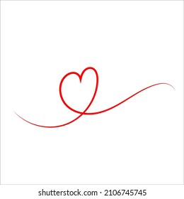 Corazón. Símbolo abstracto de amor. Ilustración vectorial de dibujo de línea continua.