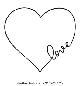 Heart. Abstract love symbol. Continuous line art drawing vector illustration