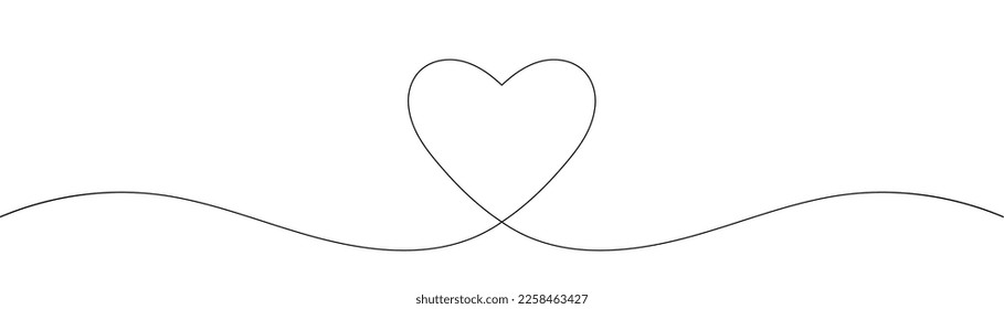 Heart. Abstract love symbol. Continuous line art drawing vector illustration