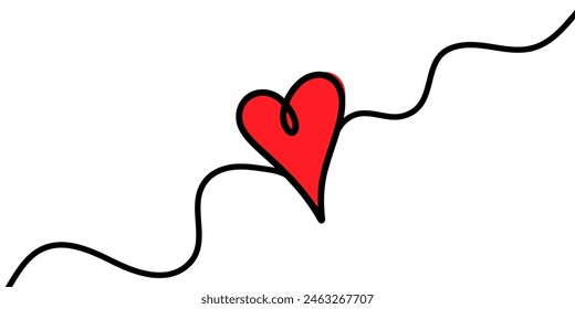 Heart. Abstract love symbol. Continuous line art drawing vector illustration