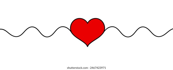Heart. Abstract love symbol. Continuous line art drawing vector illustration.