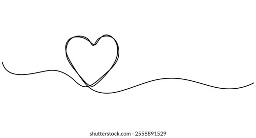 Heart. Abstract love symbol. Continuous line art drawing vector illustration, Heart hand drawn. Single contour heart for love design. continuous line drawing of heart and colour shape love sign.