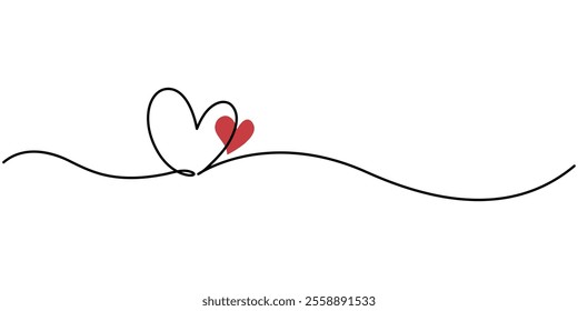 Heart. Abstract love symbol. Continuous line art drawing vector illustration, Heart hand drawn. Single contour heart for love design. continuous line drawing of heart and colour shape love sign.