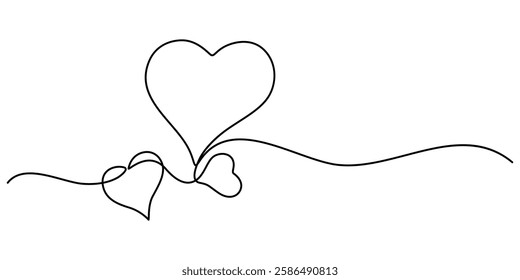 Heart. Abstract love symbol. Continuous line art drawing vector illustration, Hand drawn doodle heart. Stroke is editable so you can make it thiner or thicker. Continuous seamless line art drawing. 