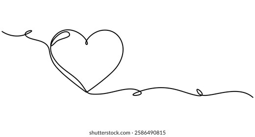 Heart. Abstract love symbol. Continuous line art drawing vector illustration, Hand drawn doodle heart. Stroke is editable so you can make it thiner or thicker. Continuous seamless line art drawing. 