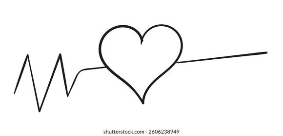 Heart. Abstract love symbol. Continuous line art drawing vector illustration.
