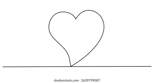Heart. Abstract love symbol. Continuous line art drawing vector illustration	