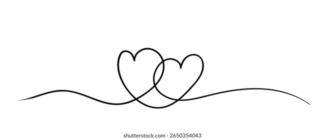Heart. Abstract love symbol. Continuous line art drawing vector illustration.