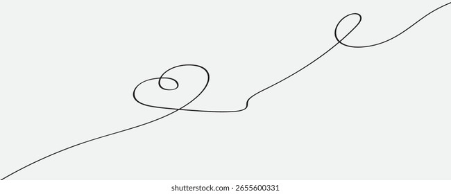 Heart. Abstract love symbol. Continuous line art drawing illustration. Valentines day background banner.