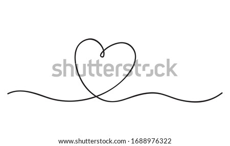 Heart. Abstract love symbol. Continuous line art drawing vector illustration.