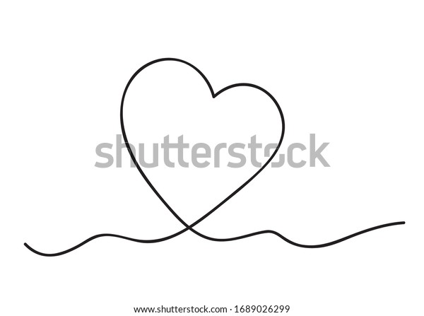 Heart Abstract Love Symbol Continuous Line Stock Vector (Royalty Free ...